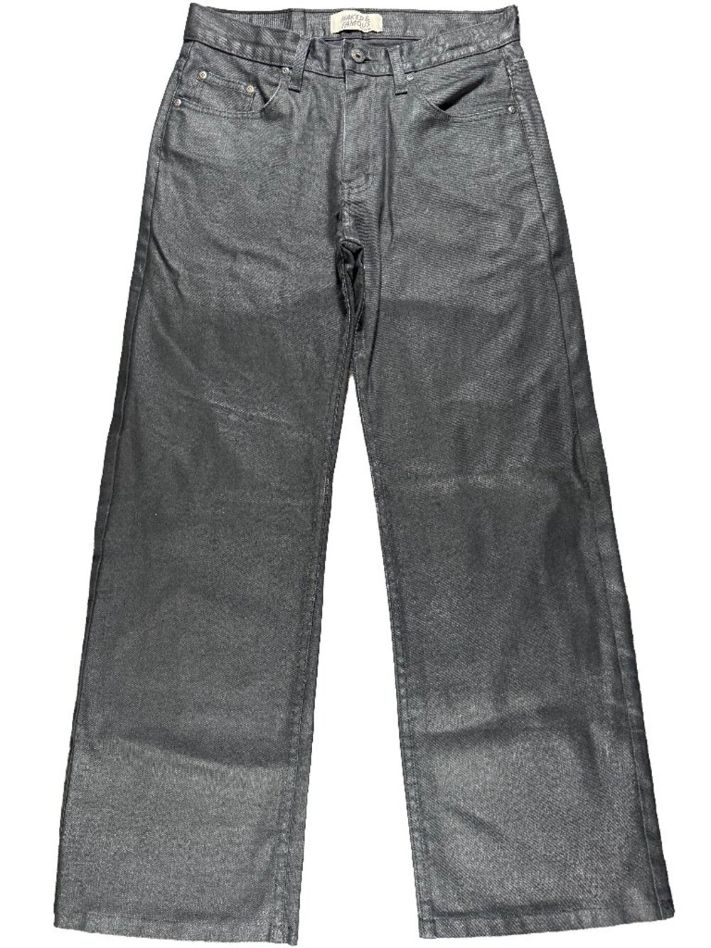 Naked & Famous Denim Strong Guy Black Waxed Stretch jeans men's 30x28